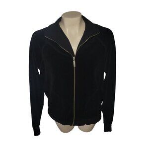 JUICY‎ COUTURE Black Velour Zip-Up Track suit Jacket  Y2K 90's retro